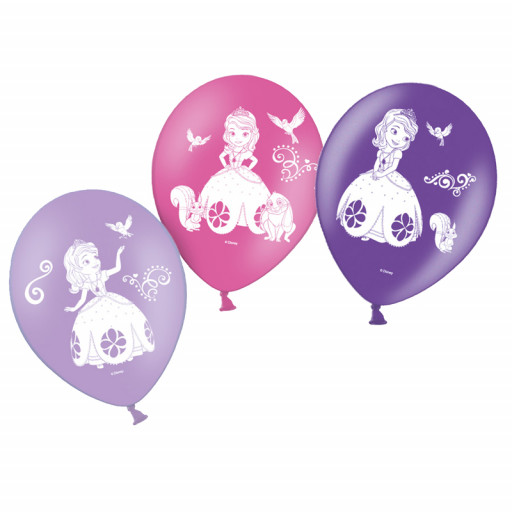 Sachet de 10 Ballons Princesse Sofia© Coloris Assortis D 25,4cm