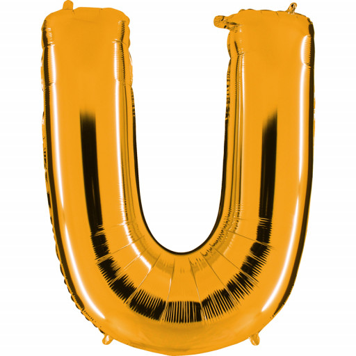 Sachet de 1 Ballon Métallisé Or Lettre U H 102cm