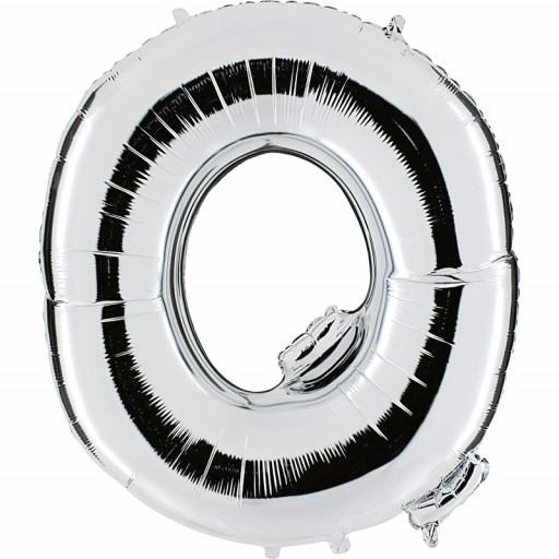 Sachet de 1 Ballon Métallisé Argent Lettre Q H 102cm