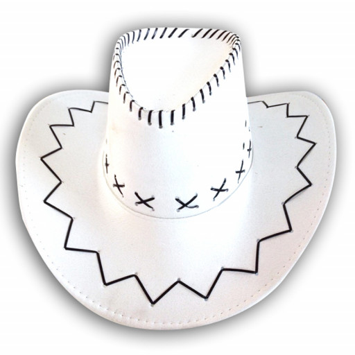 Chapeau Cow-Boy Adulte Texas avec Coutures Blanc