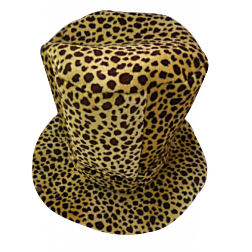 Chapeau Haut de Forme Mousse Leopard 36cm