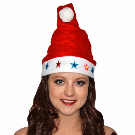 Bonnet Père Noël Lumineux Motifs Noel - Pile Incluse