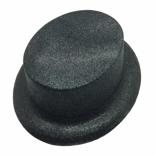 Chapeau Canotier Plastique Paillettes Noir