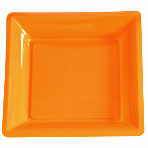 Paquet de 12 Assiettes Plastique Carrées 215X215 Mm Orange