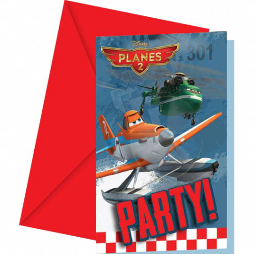 Lot de 6 Cartes Invitations+ Envelop. Planes Rescue