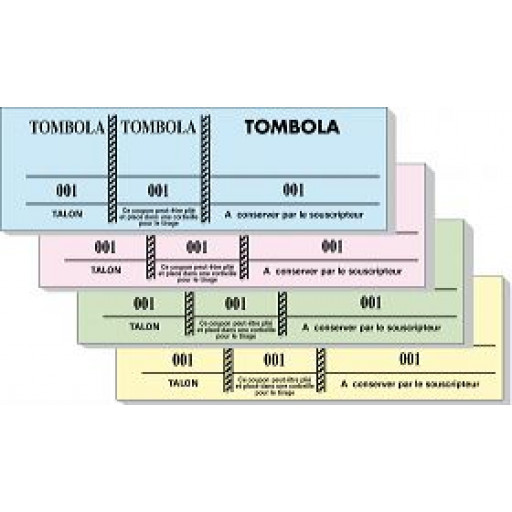 Carnet de 100 Tickets 3 Souches Numerotees Tombola 48X150Mm Assortis