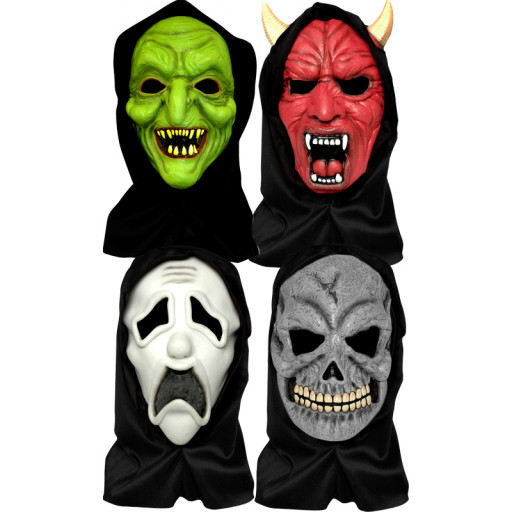Masque Halloween Complet Visage avec Cagoule Adulte Pvc Ass