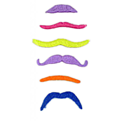 Pack de 6 Moustaches Fluo Couleurs et Modèles Assortis