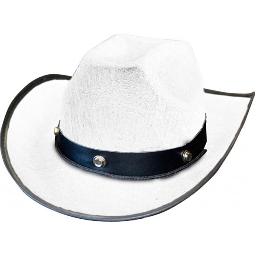 Chapeau Cow-Boy Adulte Blanc avec Ruban