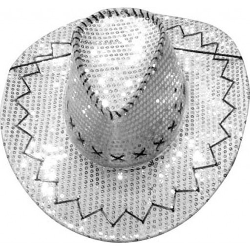 Chapeau Cow Boy Paillettes Argent