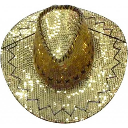 Chapeau Cow Boy Paillettes Or