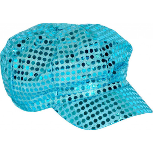 Casquette Turquoise Paillettes - Tailles Assorties