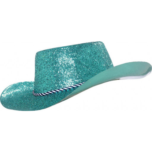 Chapeau Cowboy Pvc Paillette Turquoise