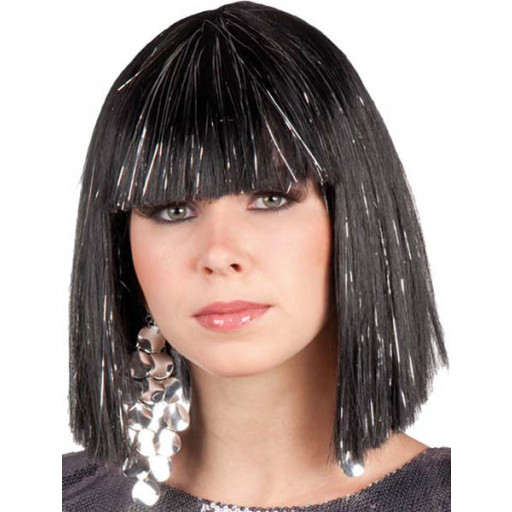 Perruque Star Gigi Noire Lame Argent