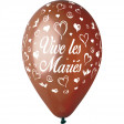 Sachet 10 Ballons"Vive Les Mariés" Chocolat Imp Blanc Diam 30cm -48