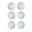 Lot de 6 Boules de Noel Ouatées Blanc Irise Diamètre 6cm
