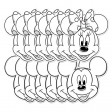 12 Masque Ad. Carton "©Mickey & Minnie" à Colorier 12 Mod