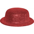 Chapeau Melon à Paillettes Rouge