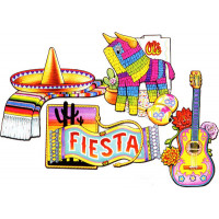 Lot de 4 Decorations Fiesta Mexicaine 40cm - Imp 2 Faces 123DEG-34689551706-10018613