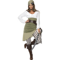 Déguisement Femme Pirate Blanc et Olive Taille L 123DEG-5020570002711-9-10026440