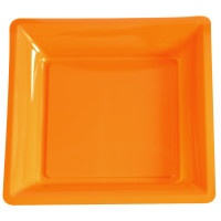 Paquet de 12 Assiettes Plastique Carrées 215X215 Mm Orange 123DEG-3000010237325-10016709