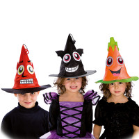 Chapeau Sorcier/Sorcière Enfant avec Visage Halloween Assortis 123DEG-8004761057718-10011179