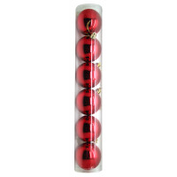 Boite Pvc de 6 Boules Brillantes Plastique 6cm Rouge 123DEG-3700638212840-10022292