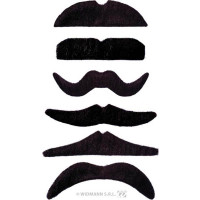 Pack de 24 Moustaches 6 Modèles Assortis Noirs - Auto Adhesives 123DEG-8003558082209-10021738