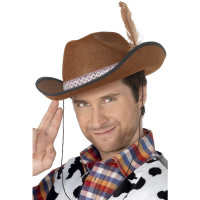 Chapeau Cowboy Feutre Marron avec Plume 123DEG-5020570994436-9-10029262