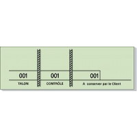 Carnet de 100 Tickets 3 Souches Numerotees 48X150Mm Vert 123DEG-3281510012043-10021087