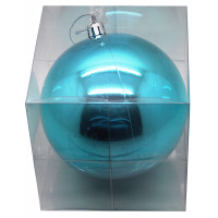 Boule Brillante Plastique 10cm en Boite Pvc Turquoise 123DEG-3700638213168-10022313