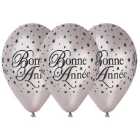 Sachet de 50 Ballons "Bonne Année" Argent Diam 30cm 38 123DEG-8021886911282-10002281