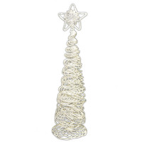 Sapin de Table Stylise Diam 7Cm Hauteur 27Cm Blanc Argent 123DEG-3700638220715-10022366