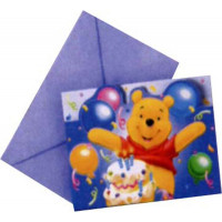 Lot de 6 Cartes Invitation + Enveloppes Winnie 123DEG-5201184081235-10017241