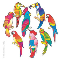 Lot de 8 Oiseaux Exotiques 45cm Assortis 123DEG-8003558505906-10018605