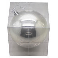 Boule Brillante Plastique 10cm en Boite Pvc Argent 123DEG-3700638213090-10022304