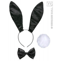 Set Lapin Noir Serre tète Oreilles géantes Paillettes Nœud Queue 123DEG-8003558803903-10018012