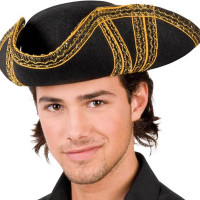 Tricorne Noir Galonne Adulte Assorti 123DEG-8712026040398-10011237