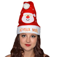 Bonnet Père Noel décoré Joyeux Noel Lumineux Pi 123DEG-3700638208782-10011581