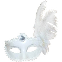 Loup Marquise Blanc avec Fleur et Plume 123DEG-3700638206023-10021205