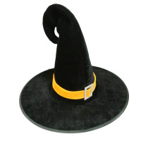 Chapeau de Sorcière Velours Noir avec Ruban Orange Adulte 123DEG-3700638224522-10011134