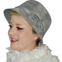 Chapeau années 1920 Gris avec 2 Roses 57cm 123DEG-3700638222467-10011403