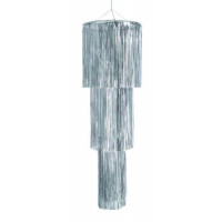 Lustre Cascade Diam 40cm Hauteur 120cm Argent Ignifuge 123DEG-4012073498888-10022090