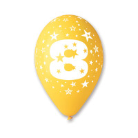 Sachet de 10 Ballons Standard Multi Imp Blanc Tout Autour Chiffre 8 123DEG-8021886301212-10002082