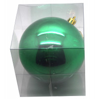 Boule Brillante Plastique 10cm en Boite Pvc Vert 123DEG-3700638213120-10022314