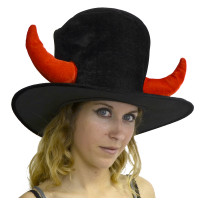 Chapeau Mousse Noir 39.5cm avec Cornes Rouge 123DEG-3700638211683-10011167