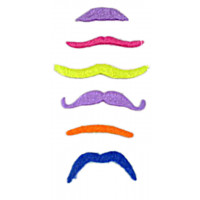 Pack de 6 Moustaches Fluo Couleurs et Modèles Assortis 123DEG-3700638214998-10021748