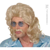 Perruque Années 70 Blonde avec Moustaches Qualité Profes. 123DEG-8003558008070-10022892