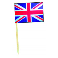 Sachet 50 Mini Drapeaux Royaume Uni 2.5cm X3.5cm+Pique Bois 6.5cm 123DEG-3700638216411-10016652