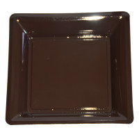 Paquet de 12 Assiettes Plastique Carrées 165X165 Mm Chocolat 123DEG-3000010237172-10016684